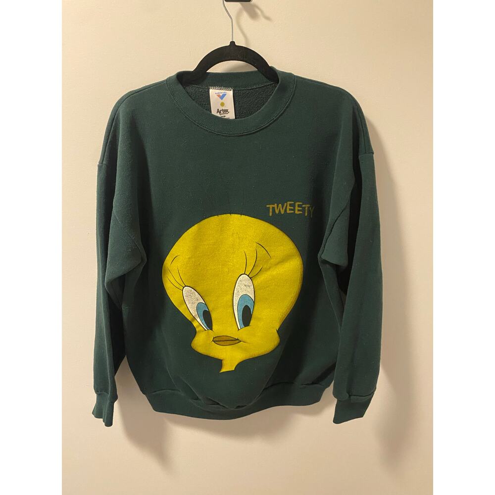 Vintage Artex 1993 Green Tweety Bird Crewneck Sweatshirt-Size L